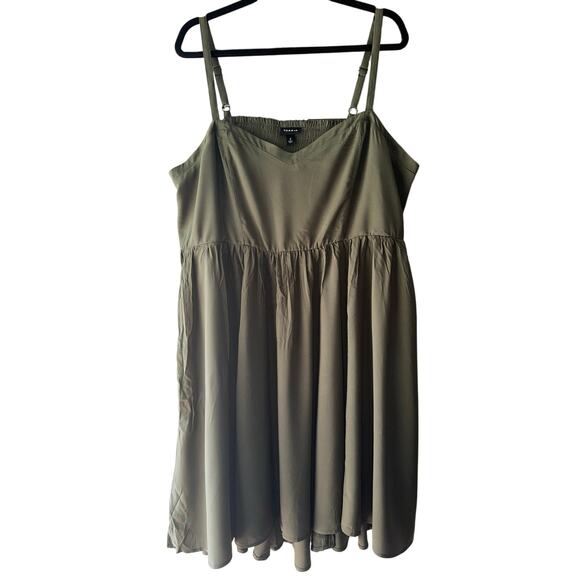 torrid Dresses & Skirts - Torrid Women Plus Mini Challis High-Low Skater Dress Size 2 US 2X Olive Green